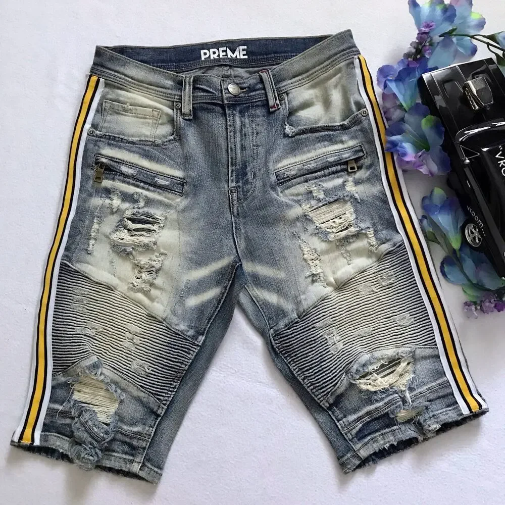 Preme NWOT Distressed Stone Wash Jean Shorts Men W32 *Pls See Description*